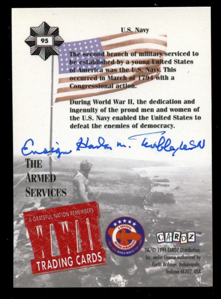 Harlan Twible (d. 2018) signed autograph USS Indianapolis Survivor WWII Trading