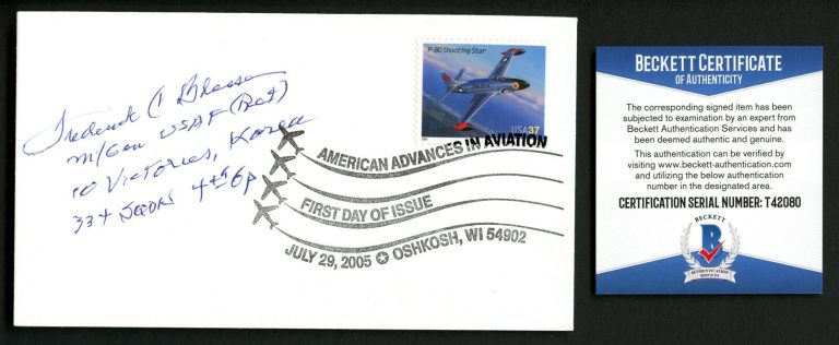 Frederick Boots Blesse d2012 signed autograph Fighter Ace Beckett Authenticated