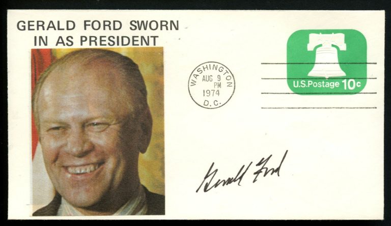 Gerald Ford signed autograph Sworn In As President Cover 8/9/1974 Beckett Letter
