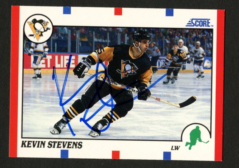 Kevin Stevens #53 signed auto 1990-1991 Score American Version Hockey Card