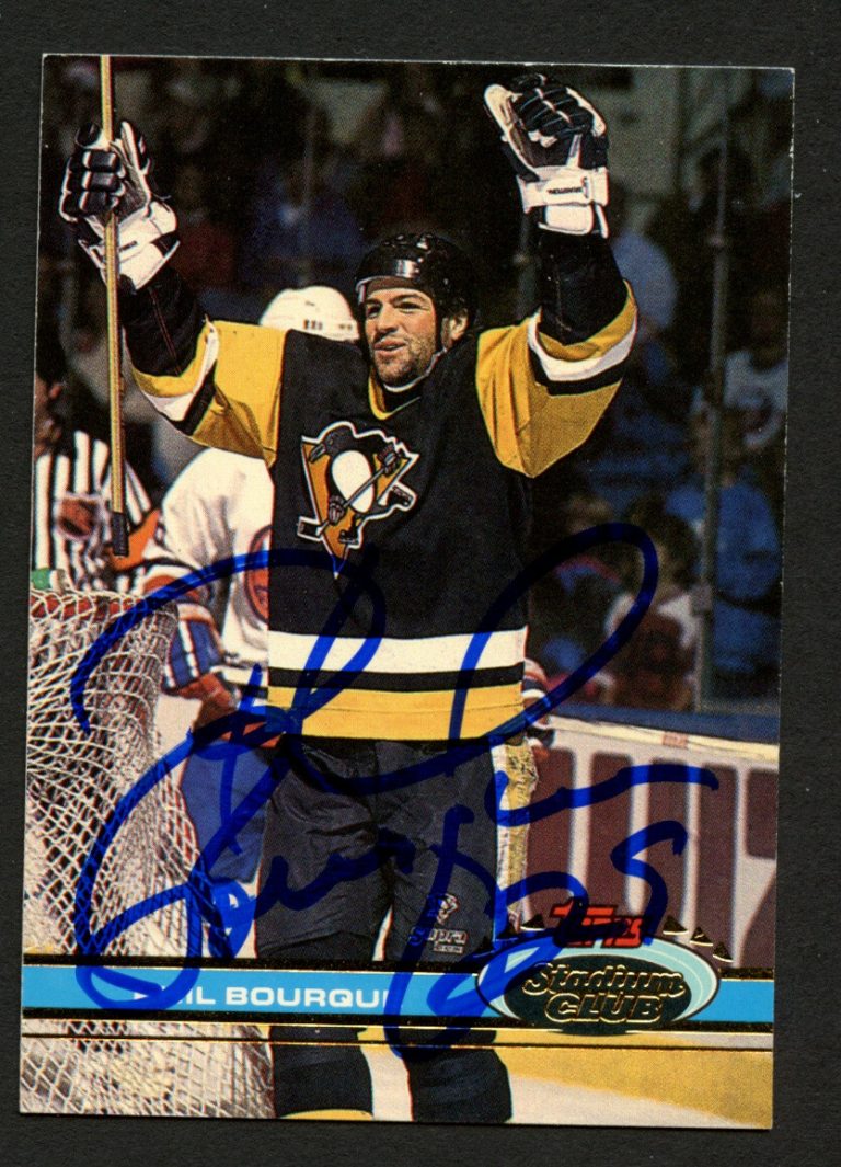 Phil Bourque #168 signed auto 1991-1992 Topps Stadium Club Hockey Card