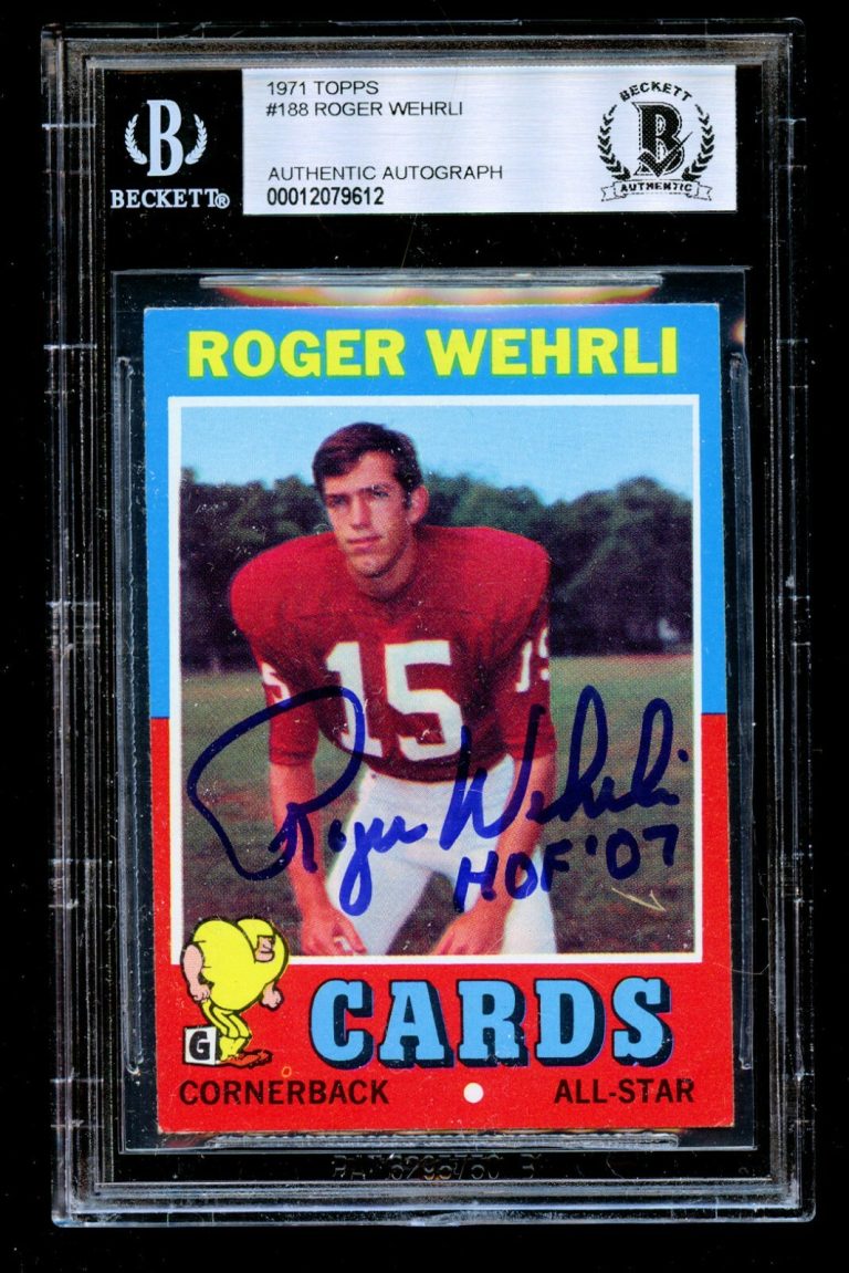 Roger Wehrli #188 signed autograph 1971 Topps ROOKIE Football Card BAS Slabbed