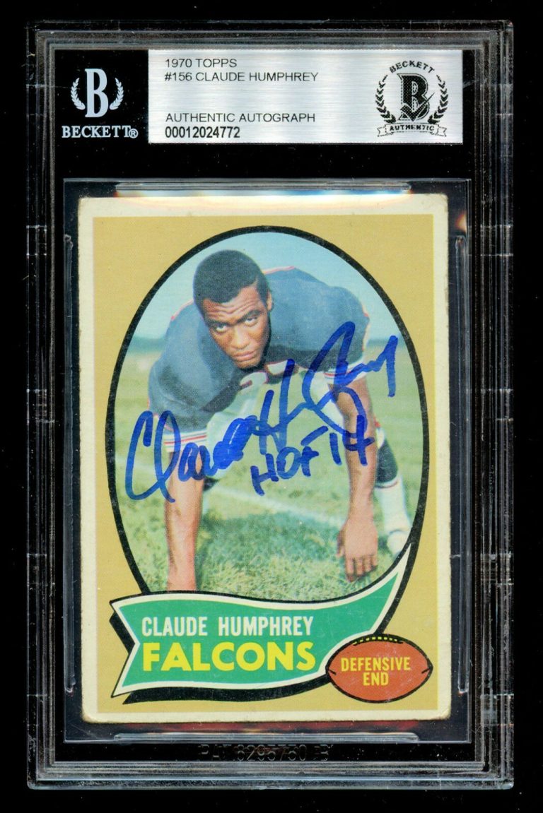 Claude Humphrey #156 signed autograph 1970 Topps ROOKIE Football Card BAS Slab