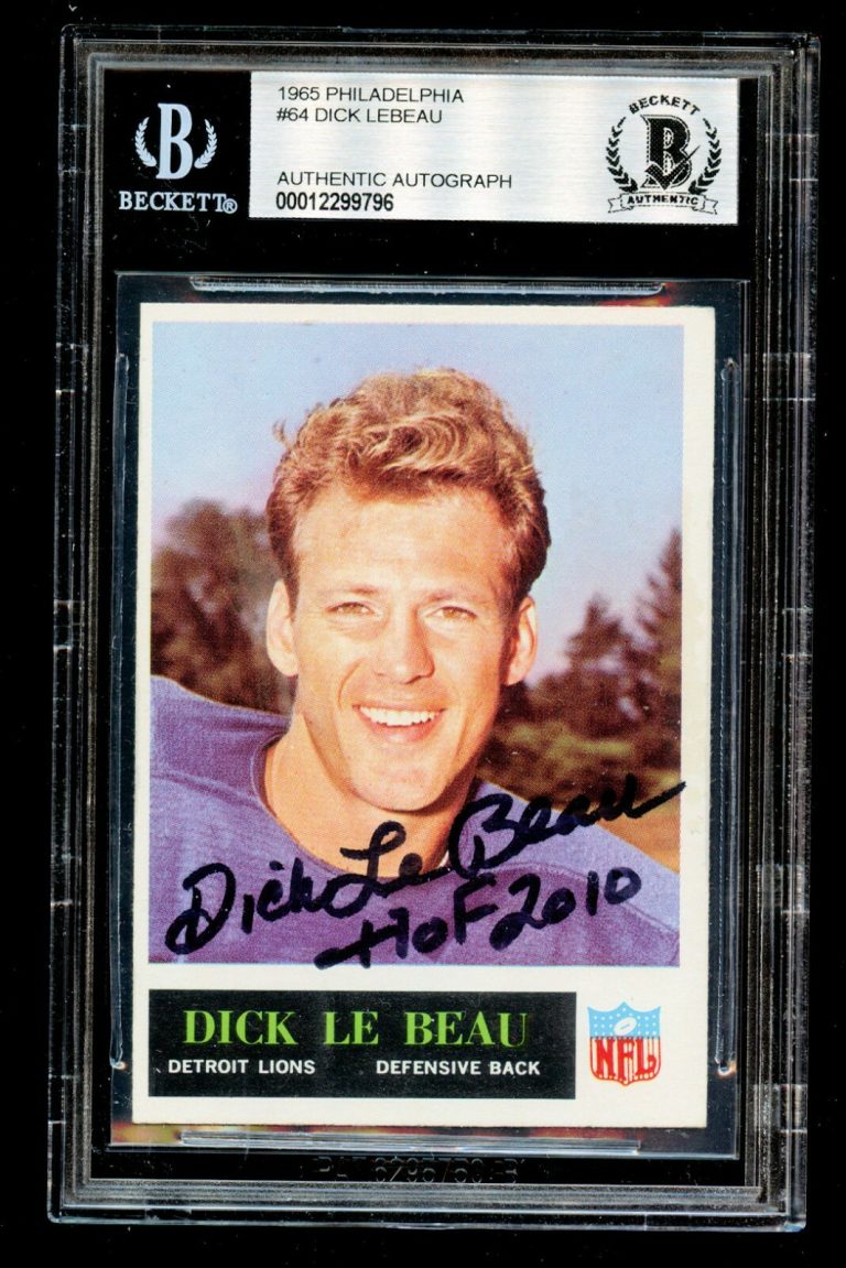 Dick Le Beau #64 signed autograph 1965 Philadelphia ROOKIE Football Card BAS