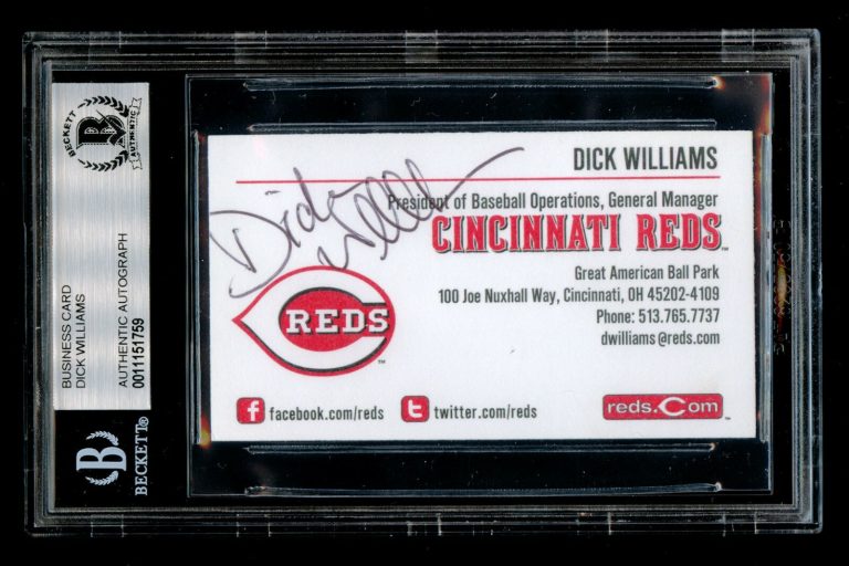 Dick Williams signed autograph General Manager Cincinnati Reds Business Card BAS