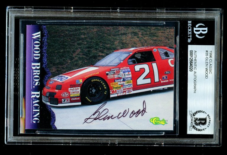 Glen Wood #35 signed autograph auto 1996 Classic NASCAR Trading Card BAS Slabbed