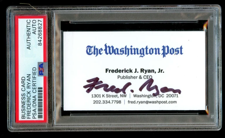 Fred Ryan Jr. signed auto The Washington Post Publisher & CEO Business Card PSA