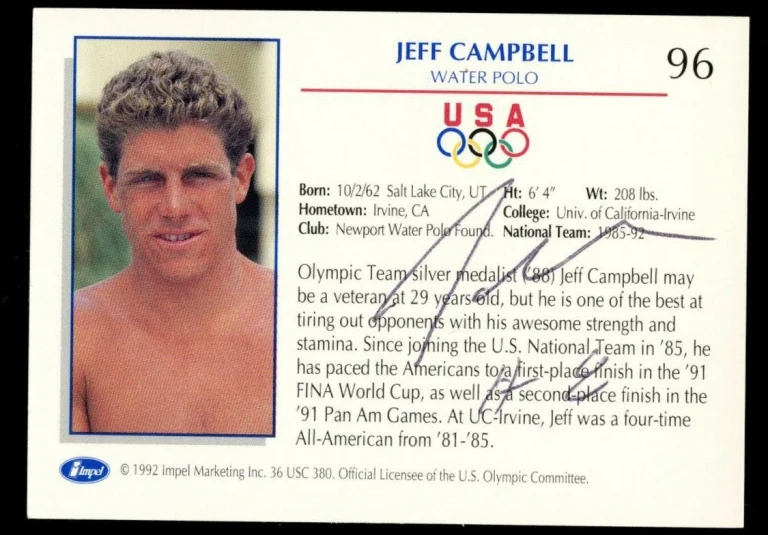 Jeff Campbell #96 signed autograph auto 1992 Impel U.S. Olympic Hopefuls Card