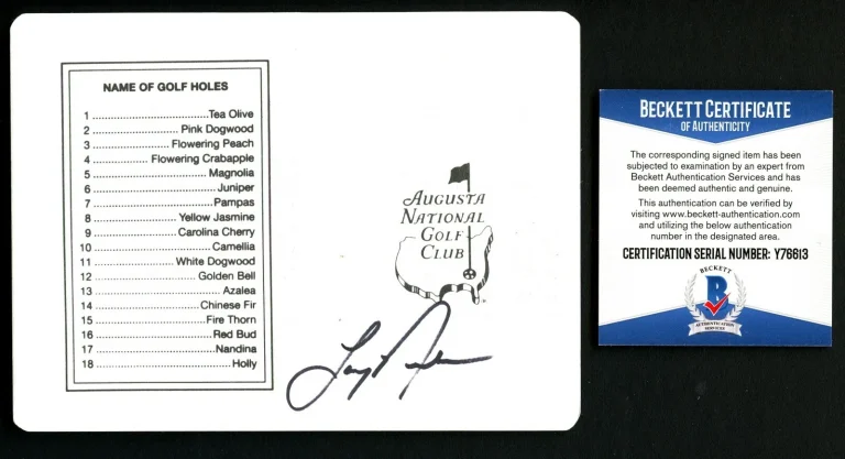 Larry Nelson signed autograph auto Masters Scorecard Beckett Certificate BAS COA