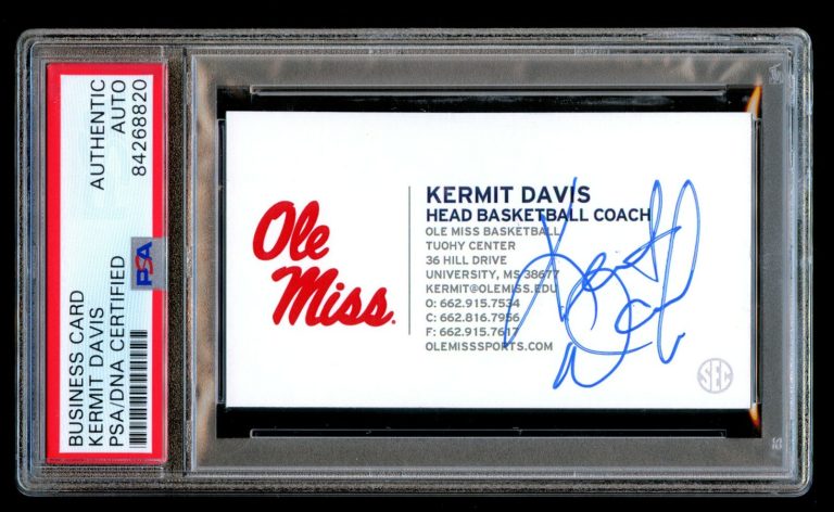 Kermit Davis signed autograph Ole Miss Basketball Coach Business Card PSA Slab