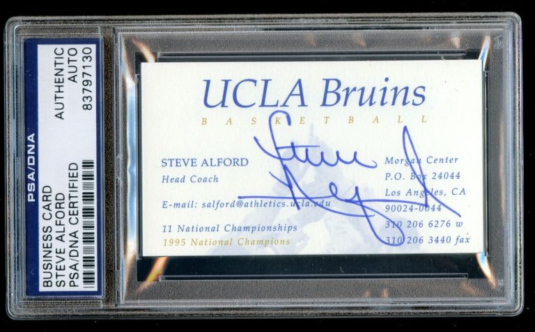 Steve Alford UCLA Bruins Basketball Coach signed autograph Business Card PSA