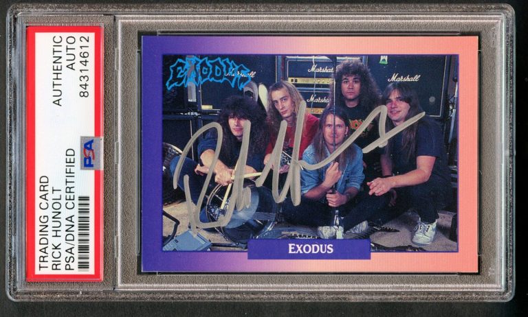 Rick Hunolt #166 signed autograph 1991 RockCards Exodus Card PSA Slabbed