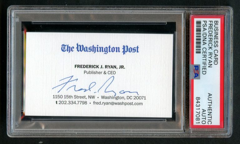 Frederick Ryan Jr. signed autograph The Washington Post CEO Business Card PSA