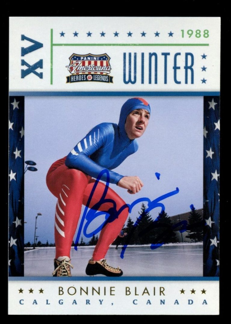 Bonnie Blair #4 signed autograph 2012 Panini Americana HEROES & LEGENDS Card