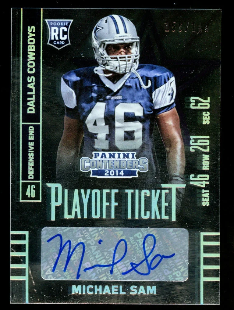 Michael Sam #162 signed auto 2014 Panini Contenders Rookie Card 156/199
