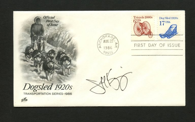 Jeff King signed autograph auto FDC postal cover American Sled Dog Racer PC187
