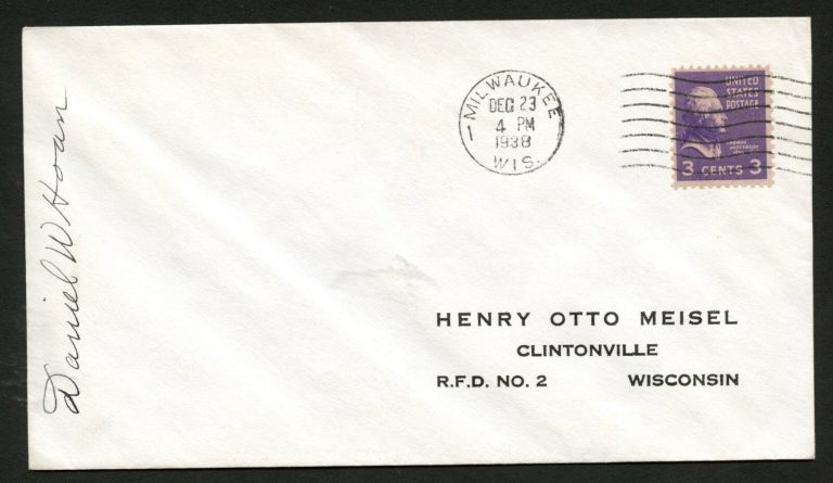 Daniel W. Hoan d.1961 signed autograph postal cover American Politician PC150