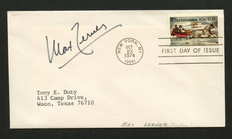 Max Lerner d.1992 signed autograph auto FDC cover American Journalist PC166