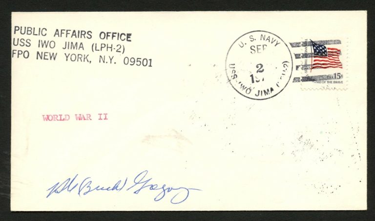 Hayden Buck Gregory d.2007 signed autograph auto postal cover US Naval Ace PC138