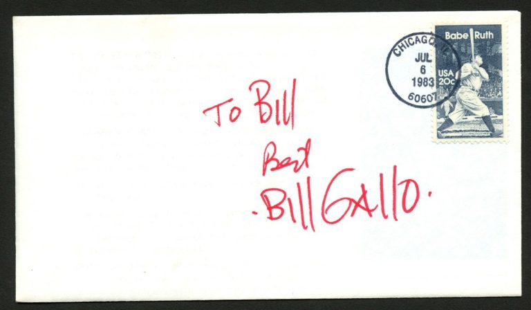 Bill Gallo d.2011 signed autograph postal cover American Sport Cartoonist PC133