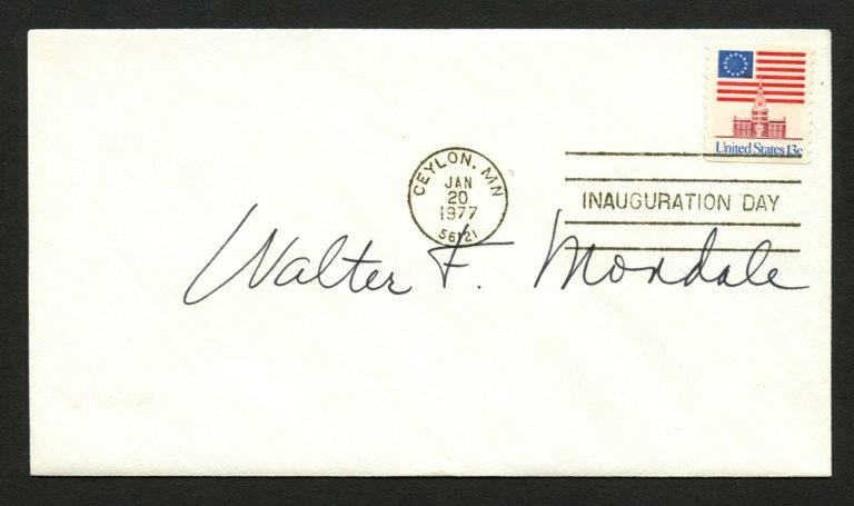 Walter Mondale d.2021 signed autograph Postal cover Vice President of USA PC218