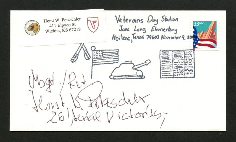 Horst W. Petzschler d2011 signed autograph auto Postal cover Aviation WWII PC286