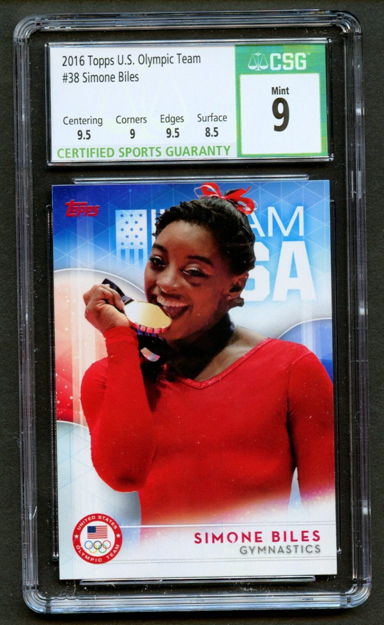 Simone Biles 2016 Topps US Olympic Team #38 Trading Card Silver CSG 9 Mint