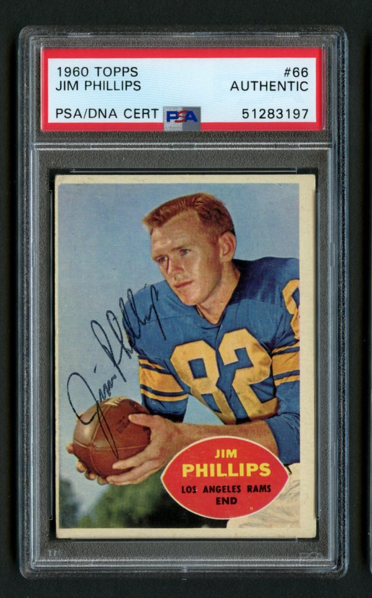 Jim Phillips #66 signed autograph auto 1960 Topps Football Card PSA Slabbed