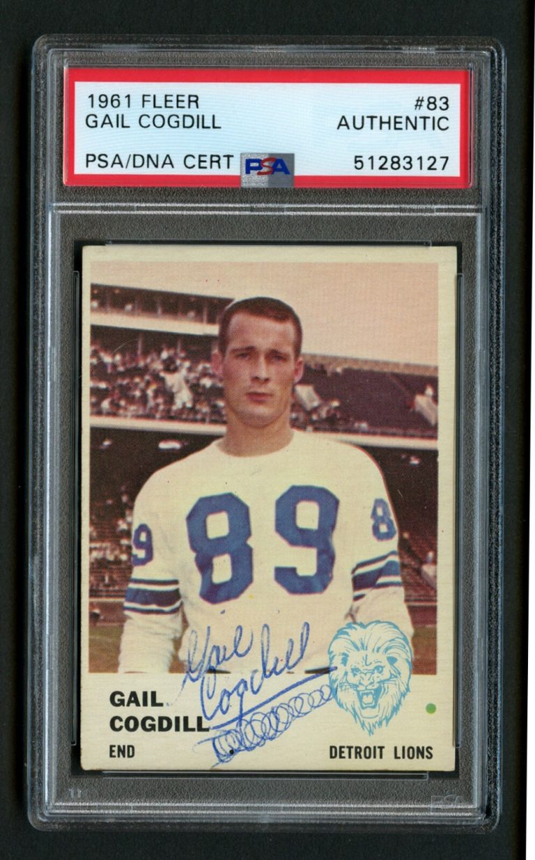 Gail Cogdill #83 signed autograph auto 1961 Fleer Football Card PSA Slabbed