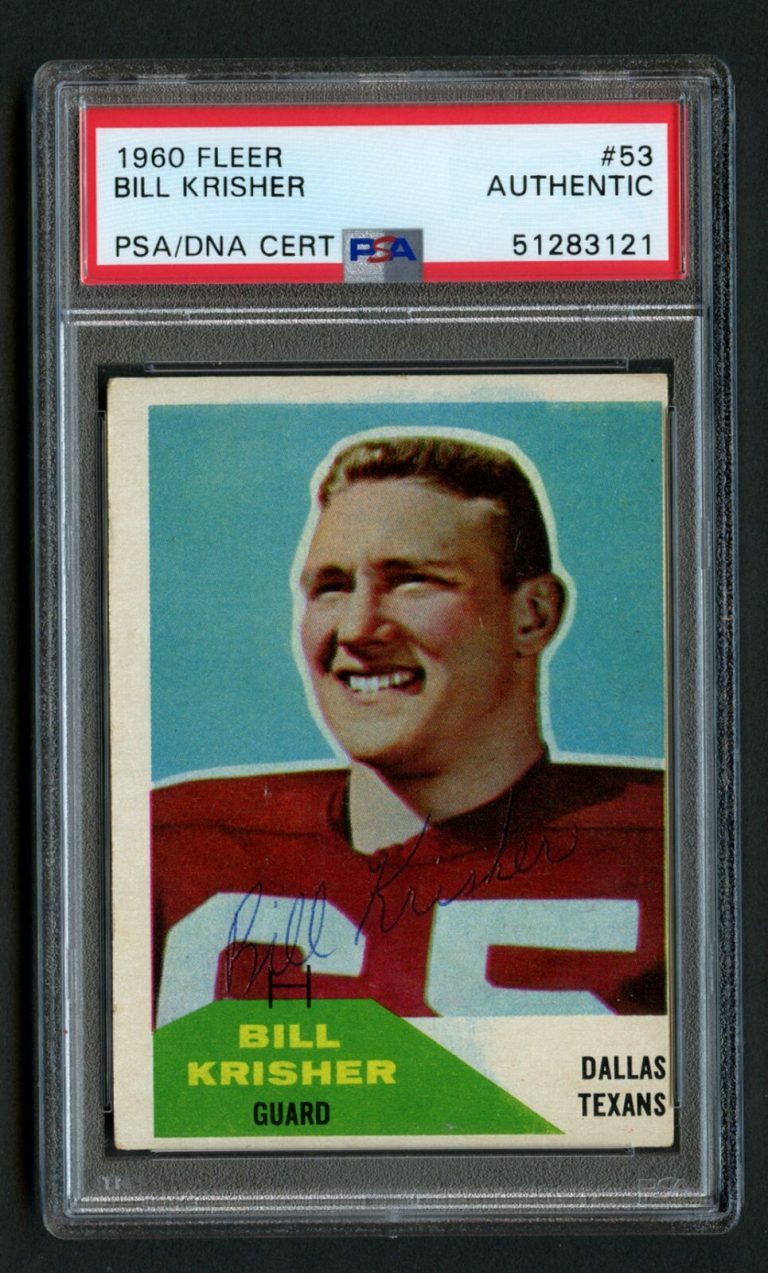 Bill Krisher #53 signed autograph auto 1960 Fleer Football Card PSA Slabbed