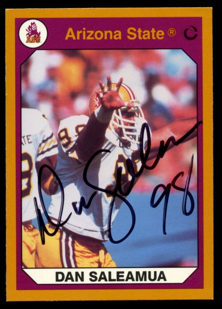 Dan Saleamua #11 signed autograph 1990 Arizona State Collegiate Collection Card