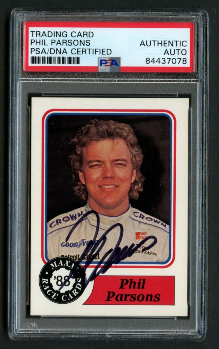 Phil Parsons #26 signed autograph auto 1988 MAXX Charlotte Racing Card PSA Slab