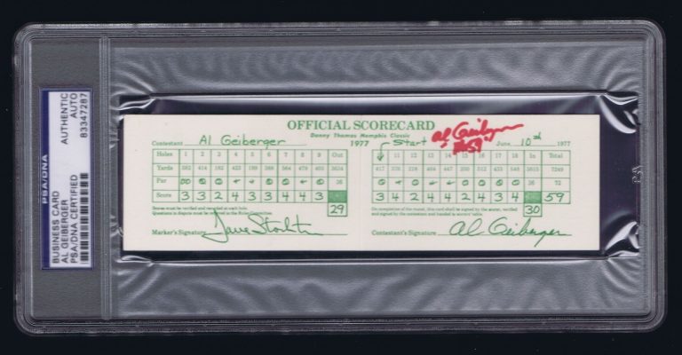 Al Geiberger Mr. 59 signed autograph auto Scorecard / Business Card PSA Slabbed