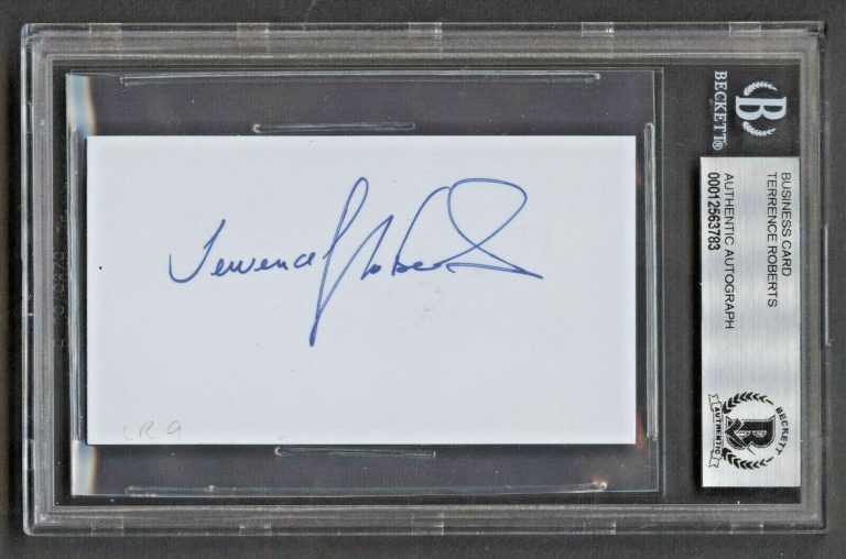 Terrence Roberts signed autograph auto Business Card Little Rock Nine BAS Slab