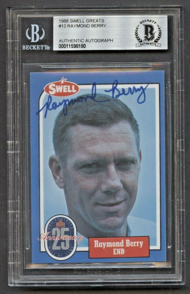 Raymond Berry #12 signed autograph auto 1988 Swell Greats BAS Slabbed