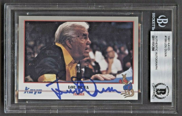 Lou Duva #199 signed autograph auto 1991 Kayo Boxing Trading Card BAS Slabbed