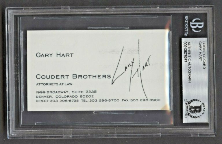 Gary Hart signed autograph auto Attorney at Law Business Card BAS Slabbed