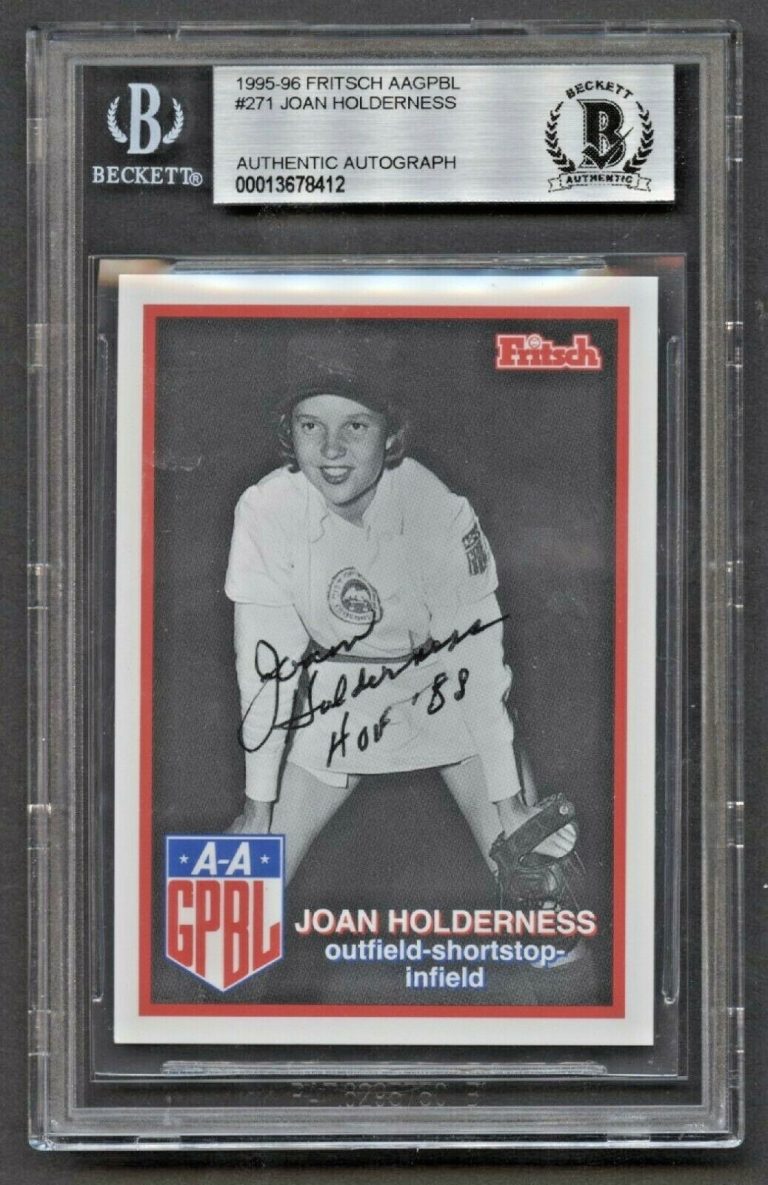 Joan Holderness #271 signed autograph auto 1995-96 FRITSCH AAGPBL BAS Slabbed