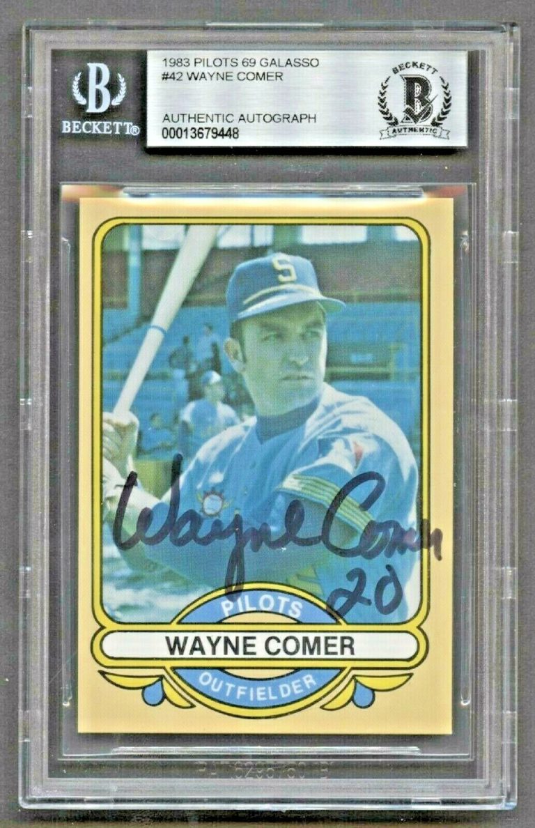 Wayne Comer #42 signed autograph auto 1983 Galasso Card 1969 Pilots BAS Slabbed