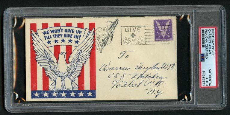 Charles Atlas signed auto FDC Developer of a Bodybuilding Method PSA Slabbed