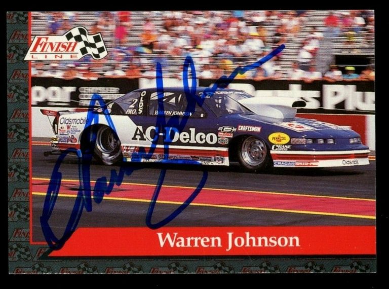 Warren Johnson #94 signed autograph auto 1993 Finish Line NHRA Trading Card