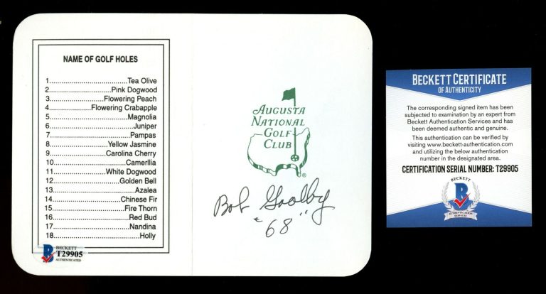 Bob Goalby signed autograph Augusta National Golf Club Masters Scorecard BAS