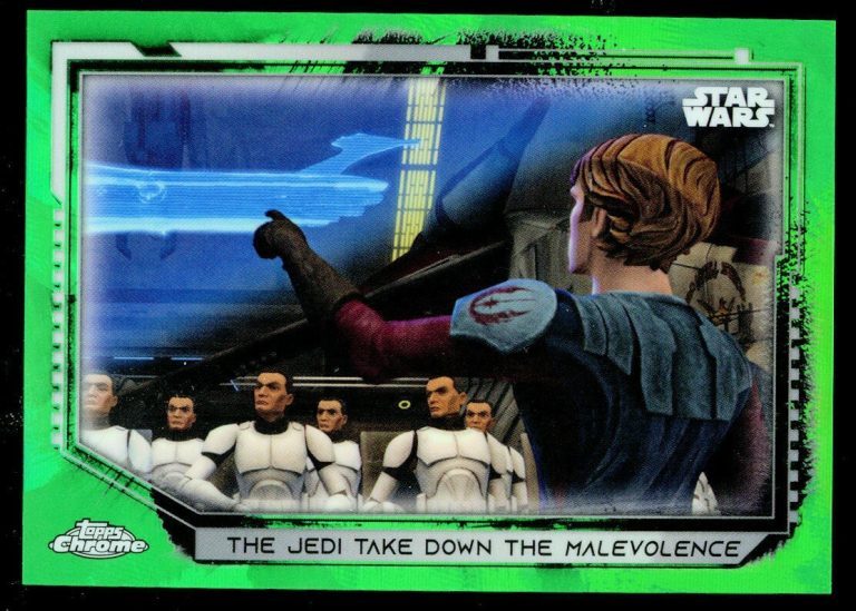 Star Wars 2021 Topps Chrome Legacy Green Jedi Take Down Malevolence #93 30/50
