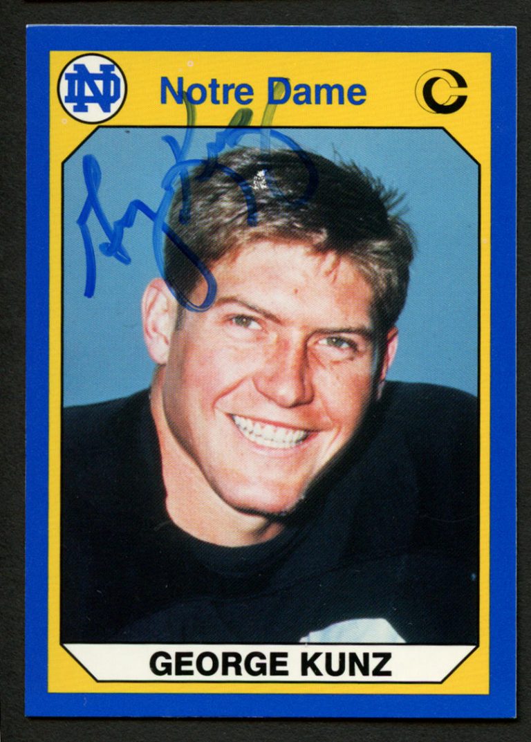 George Kunz #7 signed autograph 1990 Notre Dame Collegiate Collection Card