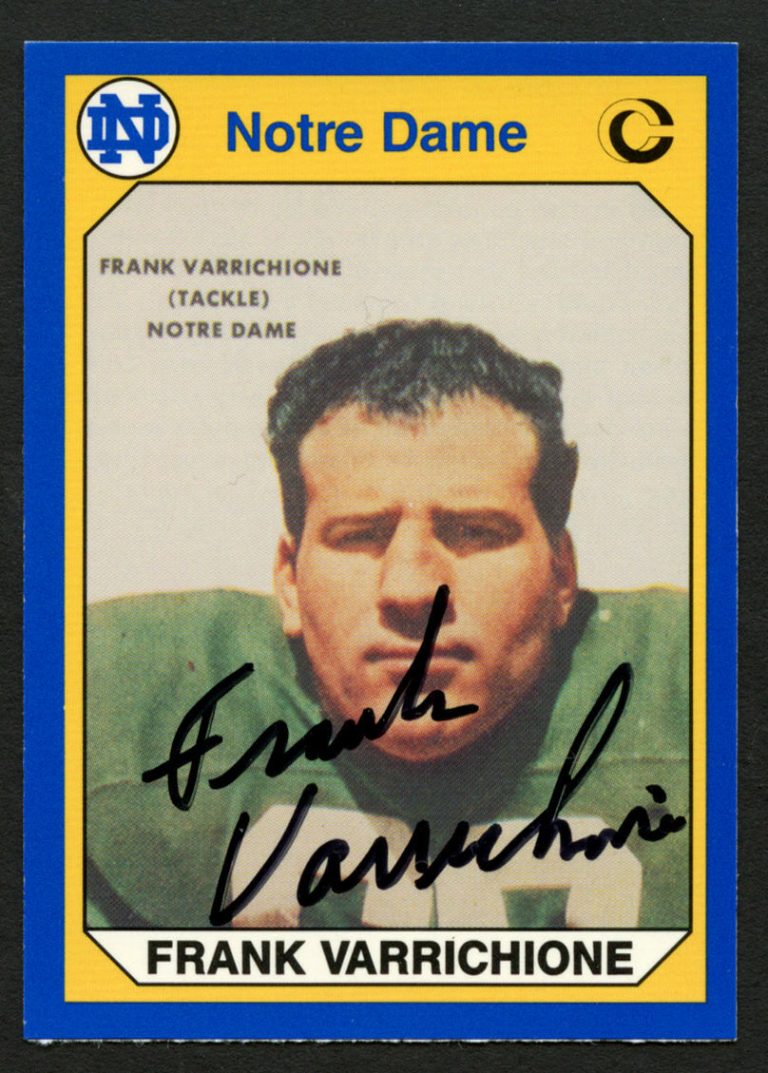 Frank Varrichione 47 signed autograph 1990 Notre Dame Collegiate Collection Card