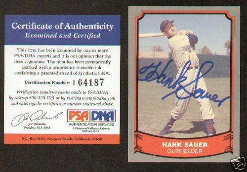 Hank Sauer signed autographed Baseball Legends PSA