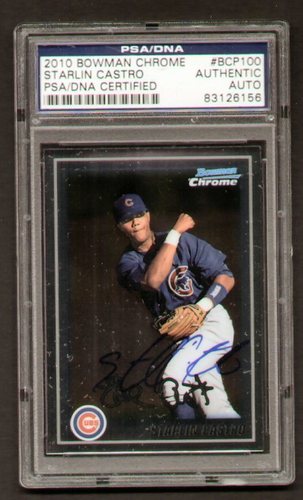 Starlin Castro signed auto 2010 Bowman Chrome PSA