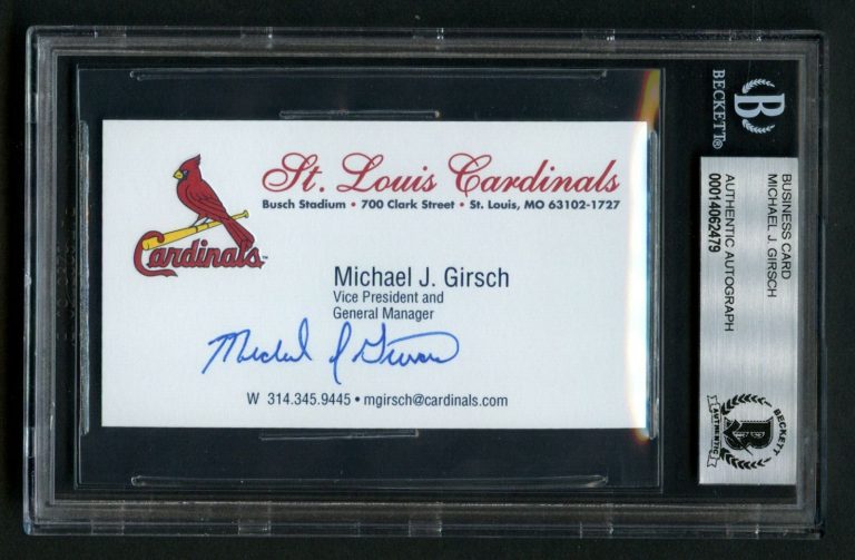 Michael J. Girsch signed autograph St. Louis Cardinals GM Business Card BAS Slab