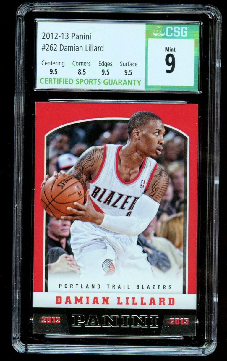 2012-13 Panini Basketball Damian Lillard Base RC CSG 9 MINT #262 w/ 3 9.5 Subs