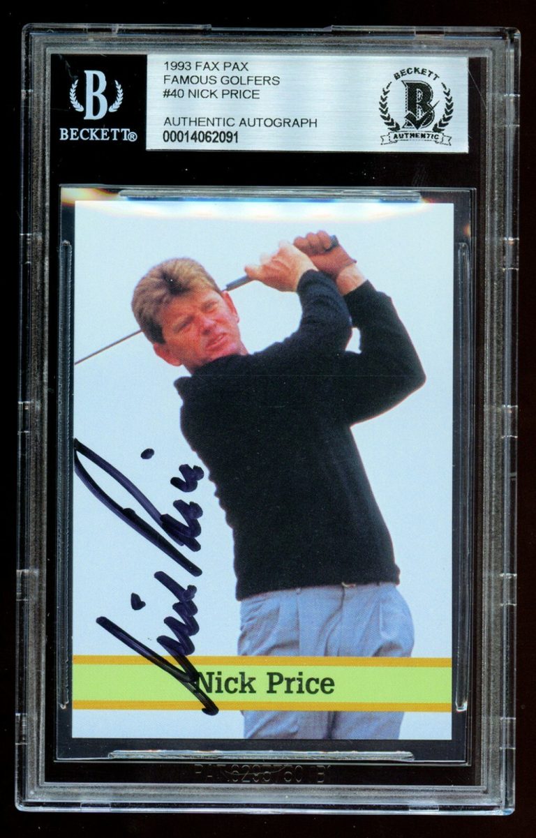 Nick Price #40 signed autograph auto 1993 FAX PAX Famous Golfers Card BAS Slab